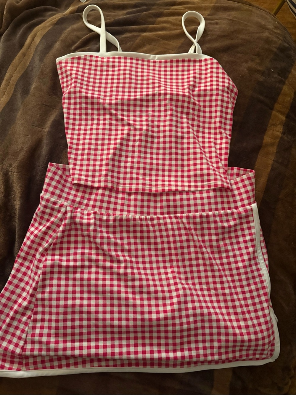Target all in motion gingham tank and skort workout set